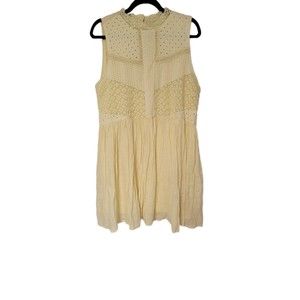 ✨ UMGEE Dress Cream Lace Peasant Baby-Doll Bohemian Mini Size Large‎